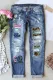 American Flag Camouflage Casual Jeans Sky Blue