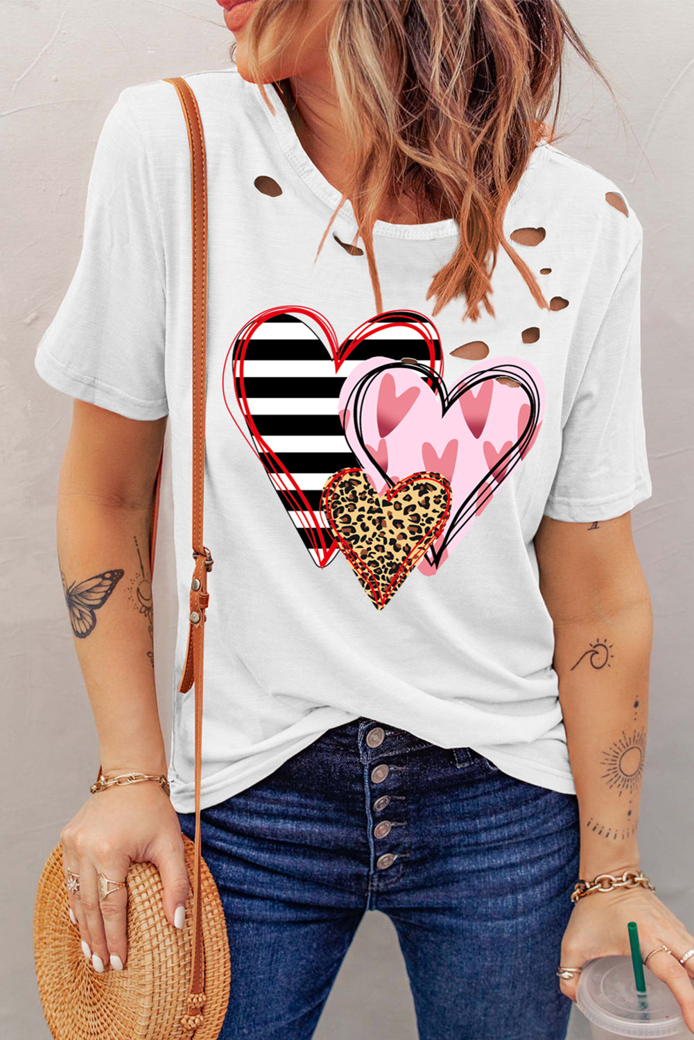 White Casual Ripped Short Sleeve T-shirt $ 23.99 - Evaless