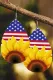 USA Flag Sunflower PU Leather Earrings