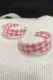 Pink Plaid Acrylic C Shape Earrings
