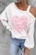 Women 's Heart Shape Cherry Blossoms Graphic Print Asymmetric Dew Shoulder Top
