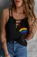 Rainbow Lip Graphic Print Cut Out Tank Top