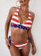 American Flag Bikini Set Halter V Neck Low Rise Tie Side Padded Two Piece Swimsuits Bathing Suit