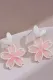 Pink Sakura White Love-Shape Earrings
