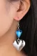 Heart Sapphire Panel Alloy Heart Earrings