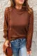 Lace Contrast Long Sleeve Waffle Knit Top