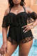 Mesh Sheer Off Shoulder Plus Size One Piece Swimsuit