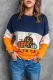 Fall Pumpkin Woman's Striped Contrast Stitching Sweatshirt