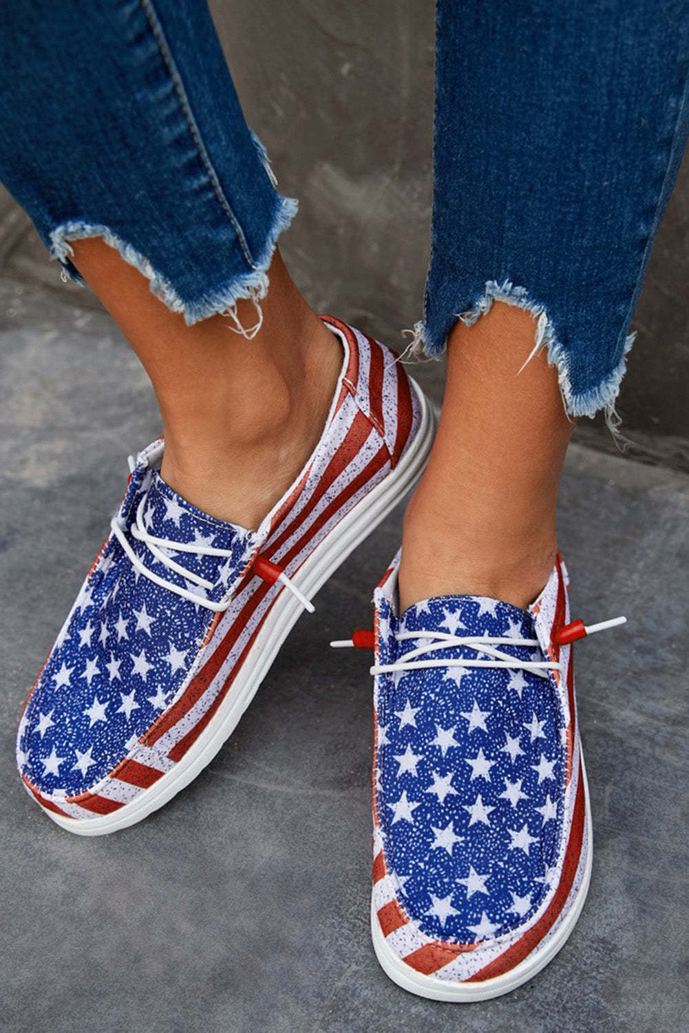 American Flag Print Slip On Flat Sneakers $ 35.99 - Evaless