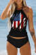 USA Flag Strapless Knot Side Tankini Sets