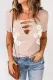 Daisy Print Strappy Hollow-out Neck Rib Knit T Shirt