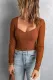 Square Neck Ribbed Knit Slim-fit Long Sleeve Top