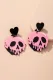 Pink Skull Cream Shape Acrylic Earrings