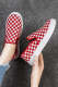 Red Plaid Flat Slip-on Shoes