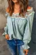 Green Off Shoulder Bell Sleeve Chiffon Blouses