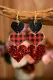 Valentine Heart Shape Plaid Sequin Dangle Earrings