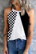 Plaid Patchwork Racing Checkered Flag Vest Tank Tops Cami Tops