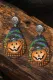 Wood Pumpkin Head Plaid Witch Earrings