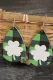 Shamrock  Green Plaid Four-Leaf Clover Earrings