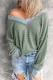Waffle Knitted Loose V Neck Long Sleeve Top