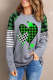 Green Plaid Love Heart Print Top