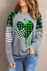 Green Plaid Love Heart Print Top