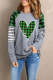 Green Plaid Love Print Sweatshirt