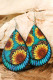 Blue Sunflower Pu Leather Earrings