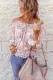 Boho Off The Shoulder Puff Sleeve Ruffled Floral Print Blouse