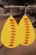 Softball  Leather Teardrop Earrings