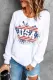 American flag USA Solid Round Neck Shift Casual pullover sweatshirt