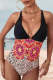 Floral Leopard Strappy Criss Cross One Piece Swimsuits