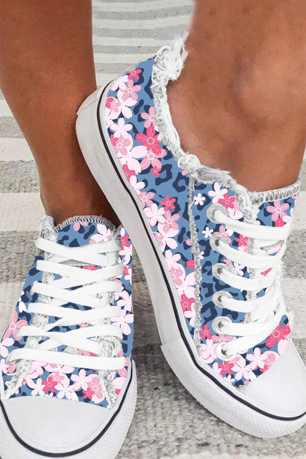 Leopard Cherry Blossom Canvas Shoes $ 37.99 - Evaless