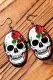 White Skull Rose PU Leather Earrings