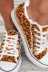 Orange Leopard Canvas Shoes Flat Shoes