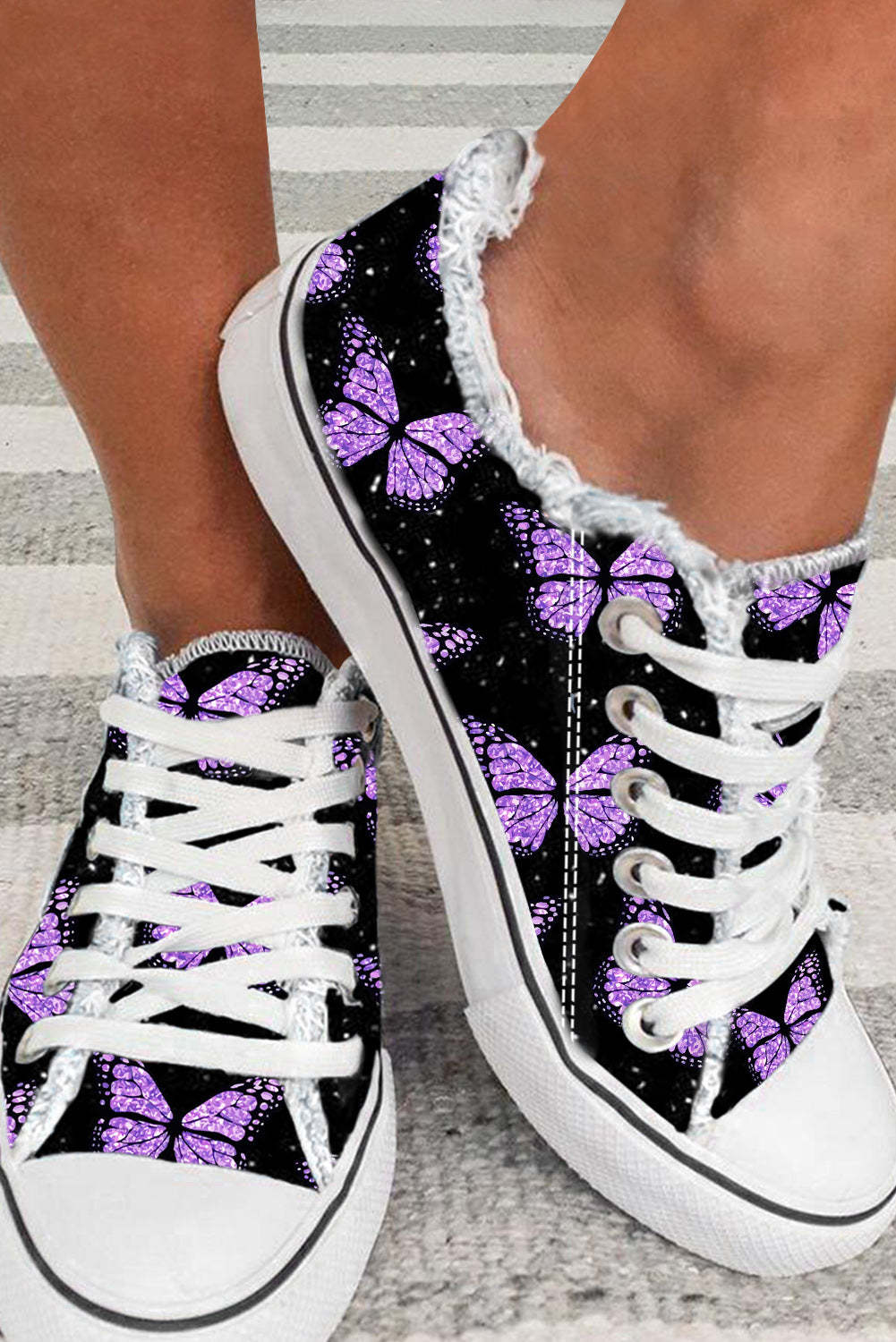 Purple Butterfly Daily Flats Canvas Shoes $ 29.99 - Evaless