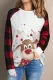 Christmas Plaid Elk Colorblock Round Neck Shift Casual pullover sweatshirt