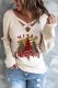 Merry Christmas V Neck Casual Criss Cross Pullover
