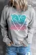 Heart Ombre Solid Round Neck Shift Casual sweatshirt