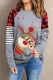 Christmas Elk Striped Plaid Round Neck  Casual pullover Sweatshirt