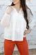 Embroidery Drawstring V Neck Long Sleeve Top