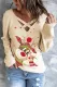 Christmas Elk Red Green Abstract V Neck Shift Casual Sweaters