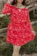 Frilled Neckline Tiered Ruffled Floral Dress