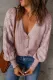 Pink Bishop Sleeve Button V Neck Sweater