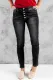 Black High Waist Cora Button Skinny Jeans