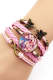 Pink Cherry Blossom Leather and Glass Combination Bracelet