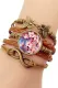 Brown Cherry Blossom Leather and Glass Combination Bracelet