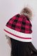 Color-blocking Plaid Wool Ball Woolen Hat