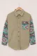 Khaki Black/Blue/Grey/Khaki/Brown Aztec Pattern Sleeve Pocketed Corduroy Shirt