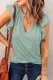 Green Casual Solid V Neck Butterfly Sleeve Top